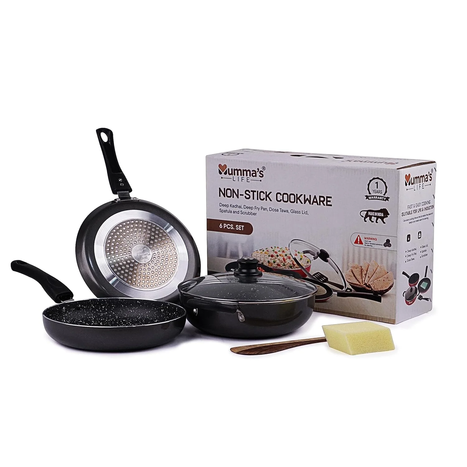 Mummas-LIFE-Non Stick Kadhai Tawa Fry Pan Set Manufacturer in India | Aluminium Cookware Set